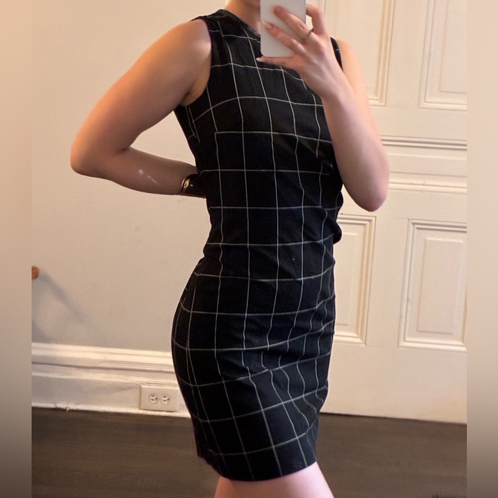 Elegant Black Grid Pattern shift Dress Ralph Lauren. Altered for tighter fit
